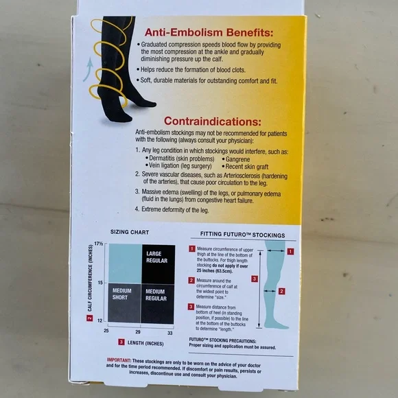 Futuro Compression Anti-Embolism Thigh Length Stockings **Med** White # 71065EN - Picture 3 of 5